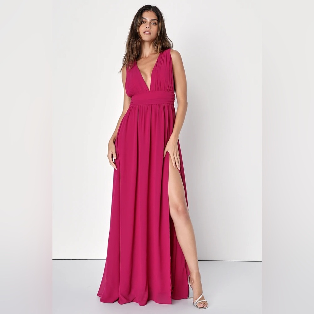 NWT Lulus Heavenly Hues Magenta Maxi Dress size Small